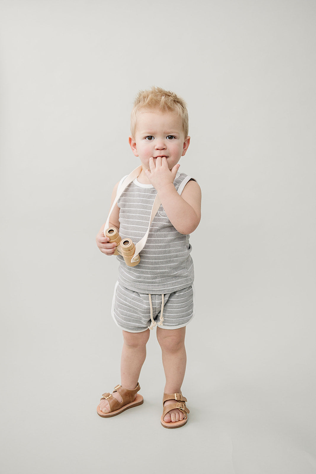 Sail Boat Stripe Terry Cloth Short Set Mebie Baby