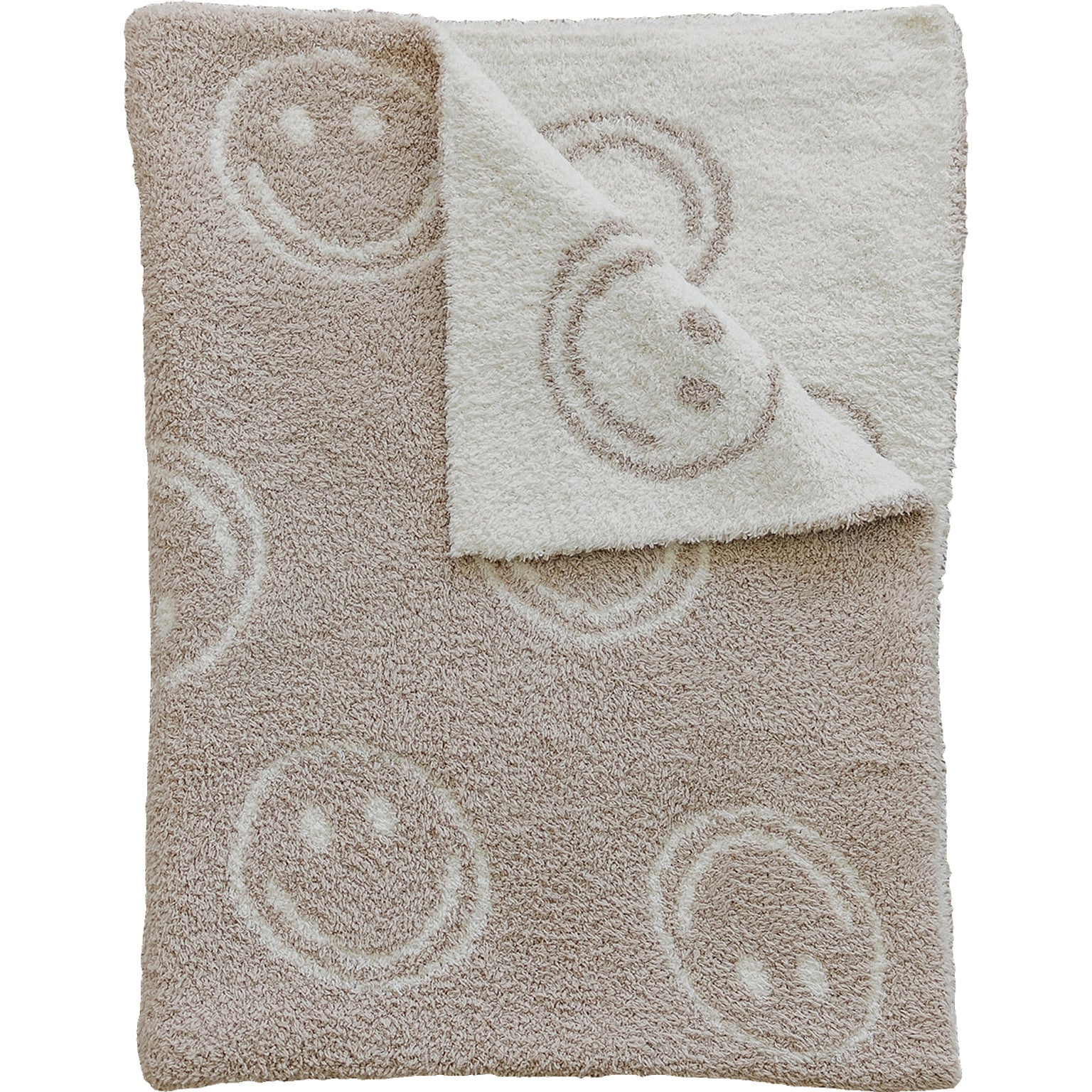 Smiley Taupe Plush Blanket  Mebie Baby