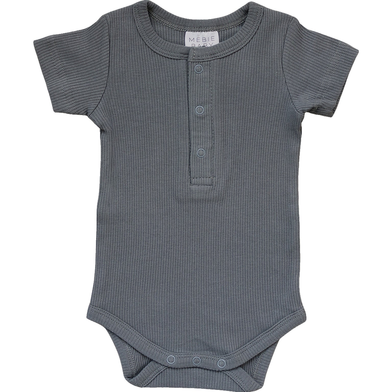 Grey Organic Cotton Ribbed Snap Bodysuit Mebie Baby