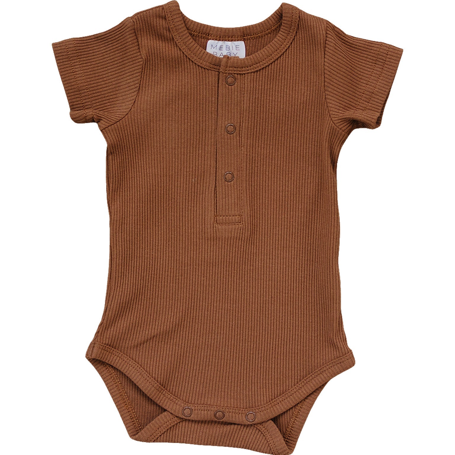 Rust Organic Cotton Ribbed Snap Bodysuit Mebie Baby