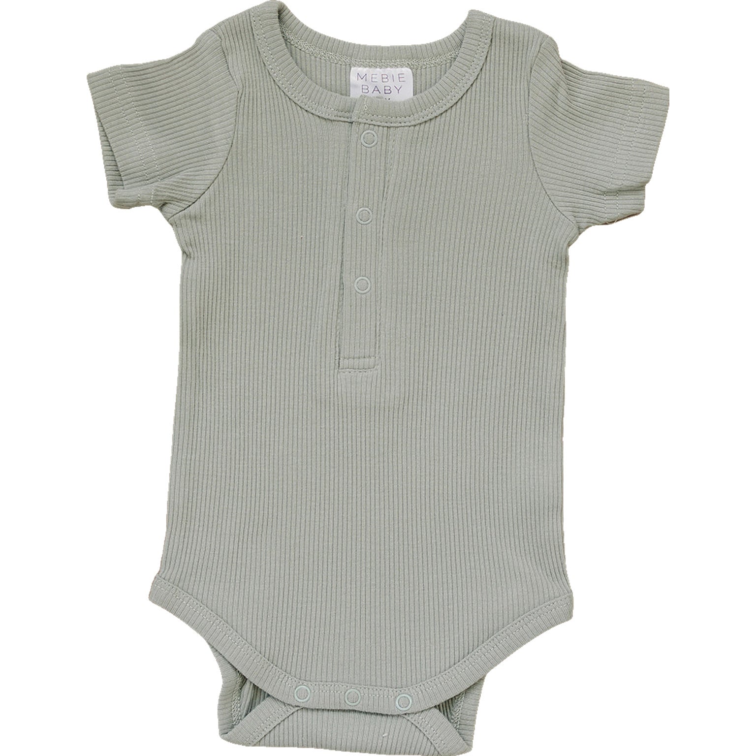Sage Organic Cotton Ribbed Snap Bodysuit  Mebie Baby