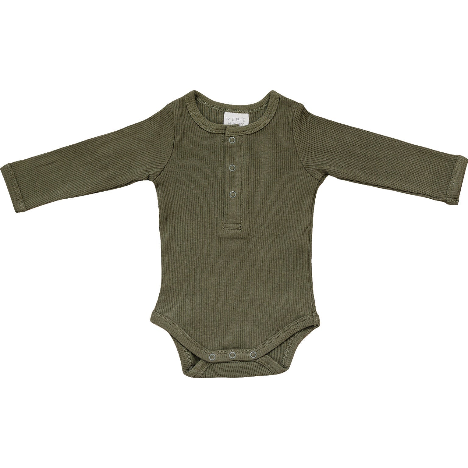 Winter Green Organic Snap Long Sleeve Ribbed Bodysuit Mebie Baby
