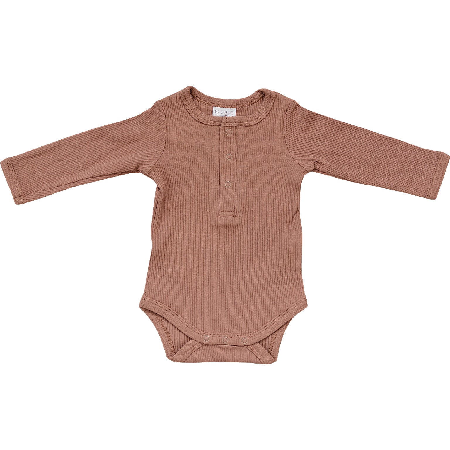 Dusty Rose Organic Snap Long Sleeve Ribbed Bodysuit Mebie Baby