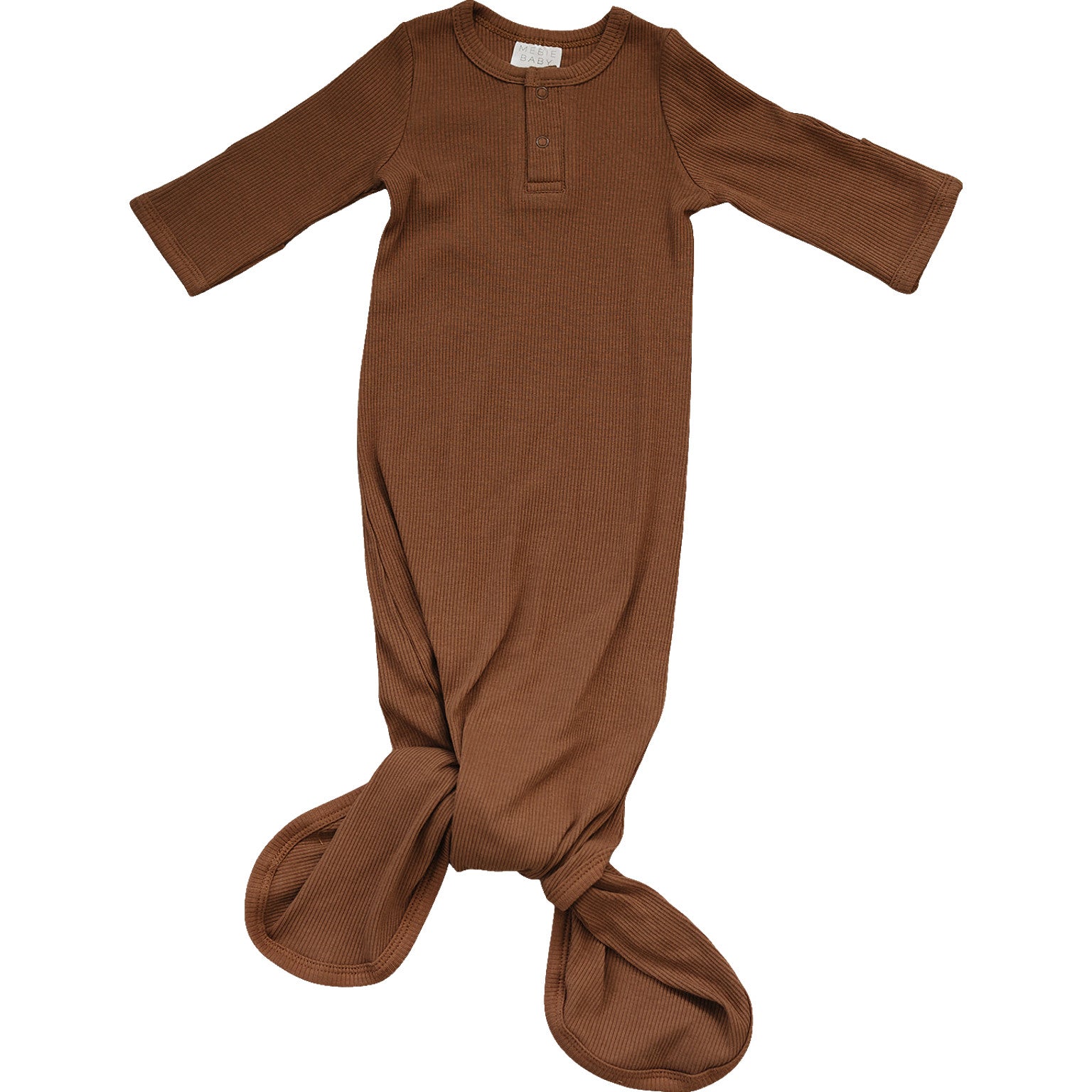 Rust Organic Cotton Ribbed Knot Gown Mebie Baby