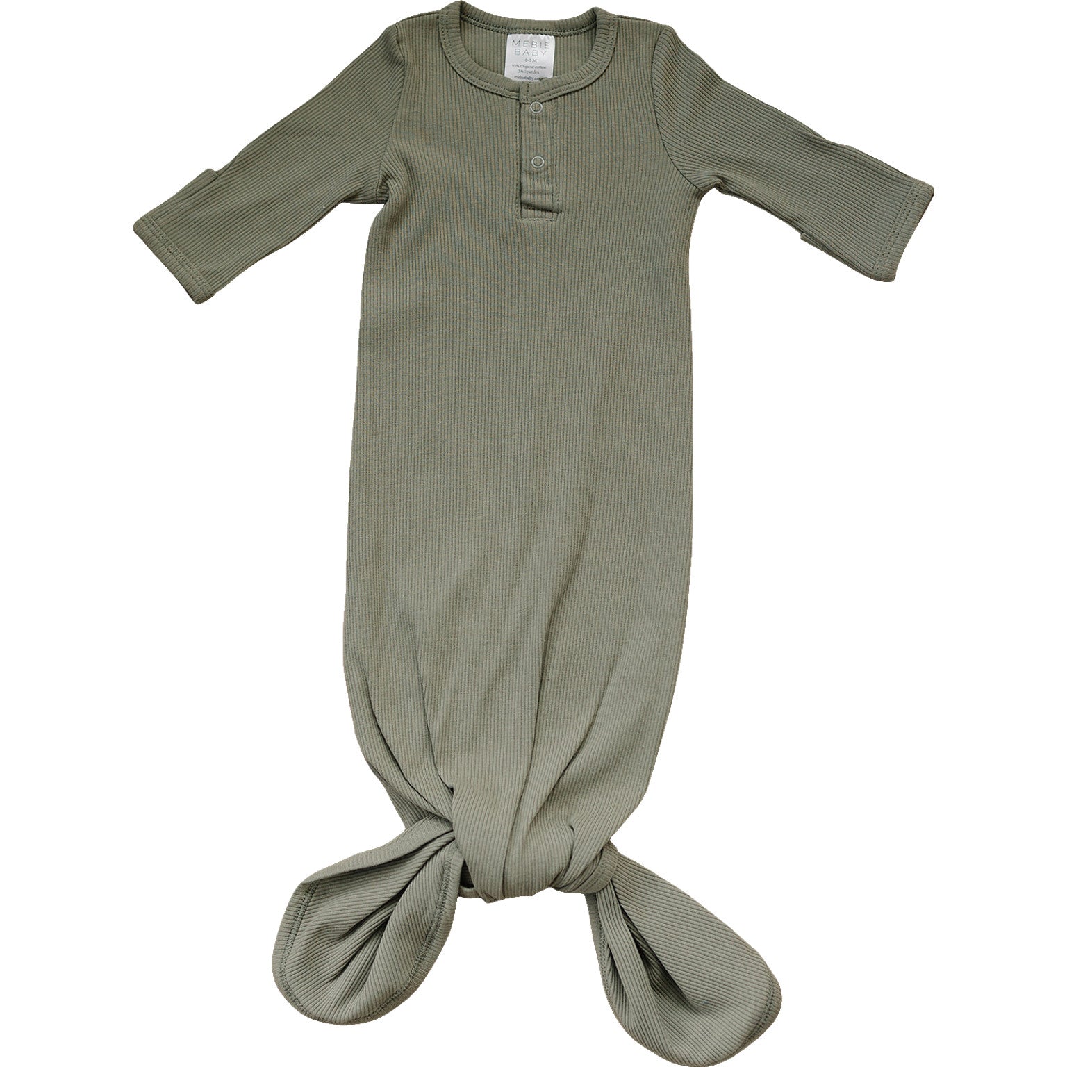Green Organic Cotton Ribbed Knot Gown Mebie Baby