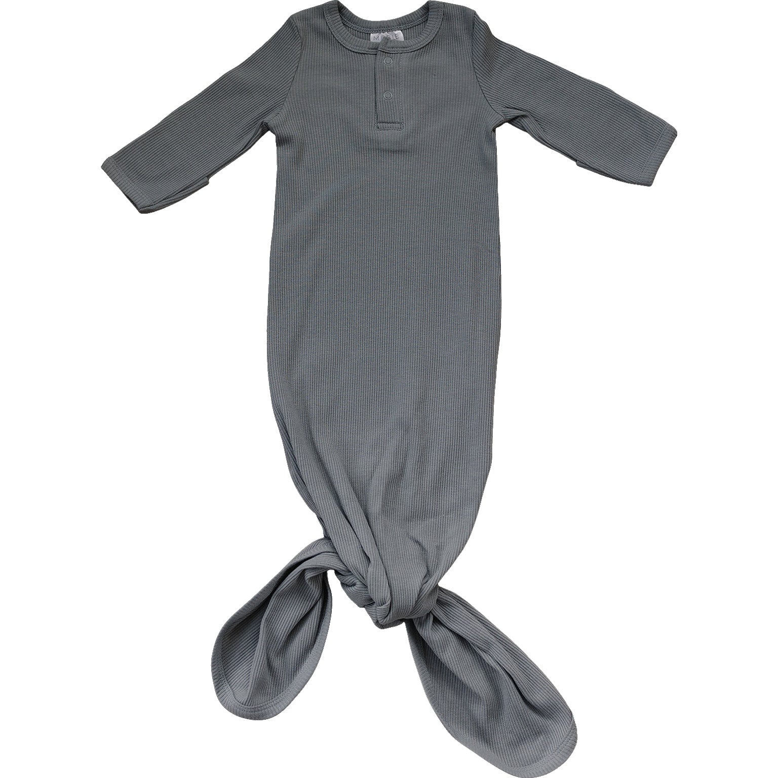 Grey Organic Cotton Ribbed Knot Gown Mebie Baby