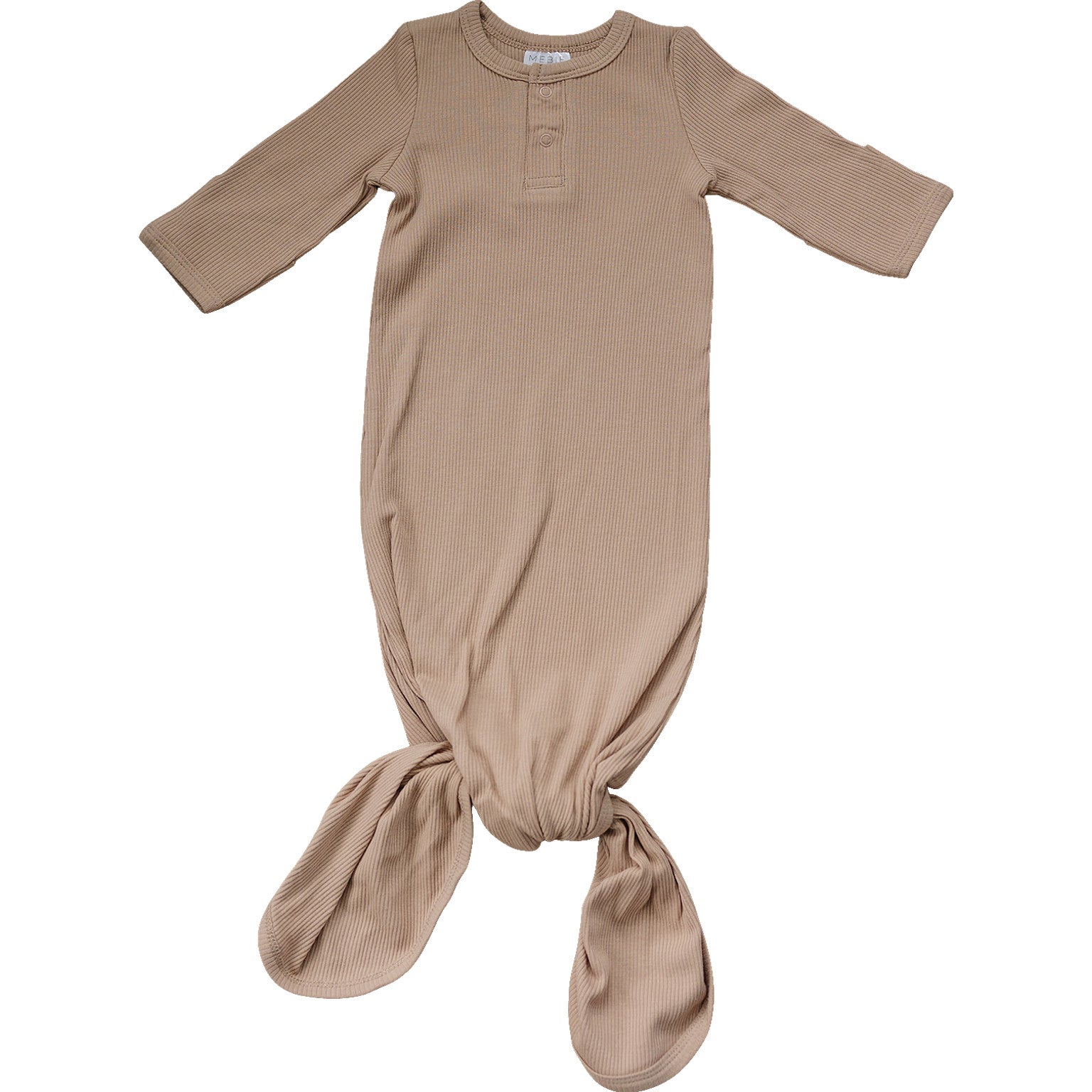 Pale Pink Organic Cotton Ribbed Knot Gown  Mebie Baby