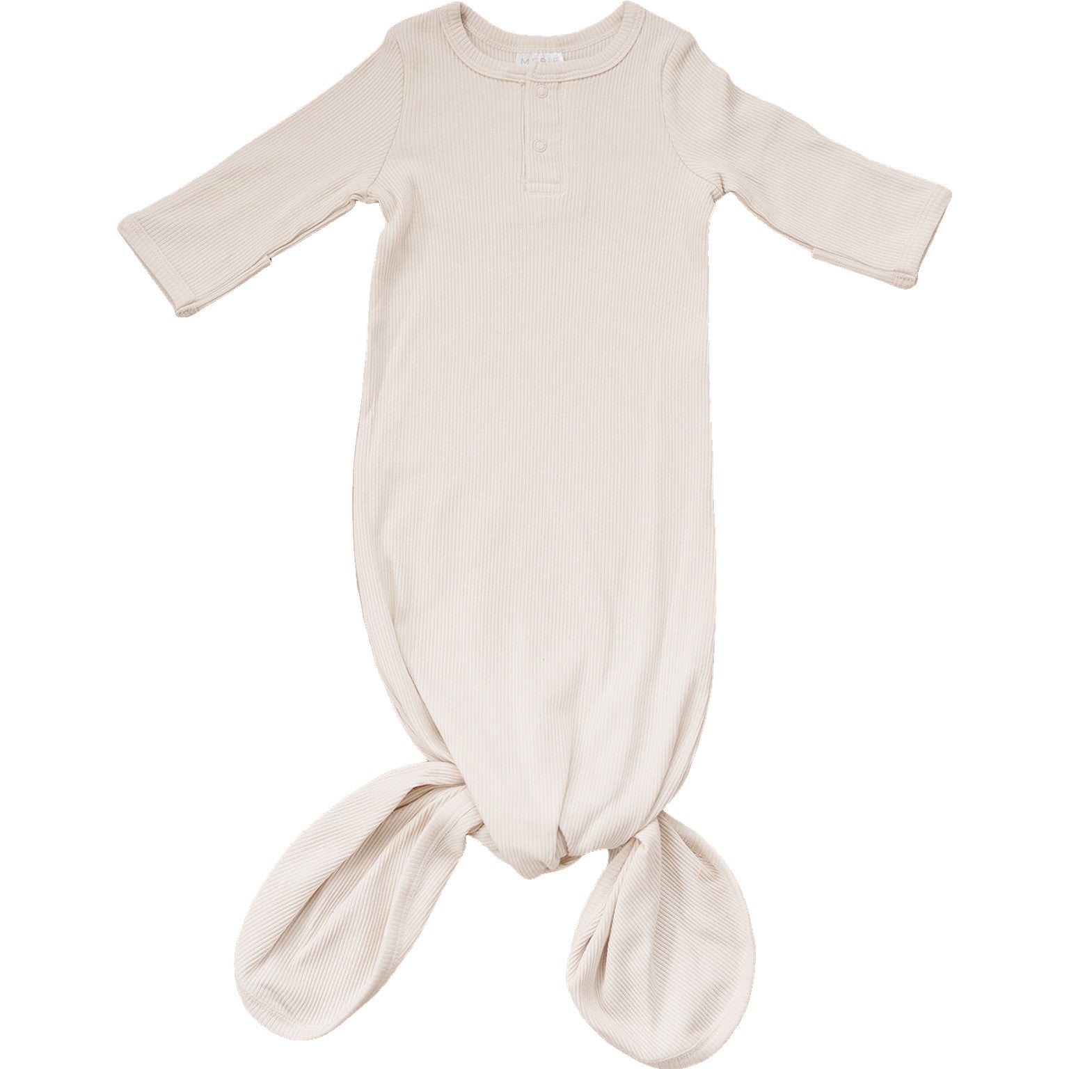 Vanilla Organic Cotton Ribbed Knot Gown  Mebie Baby