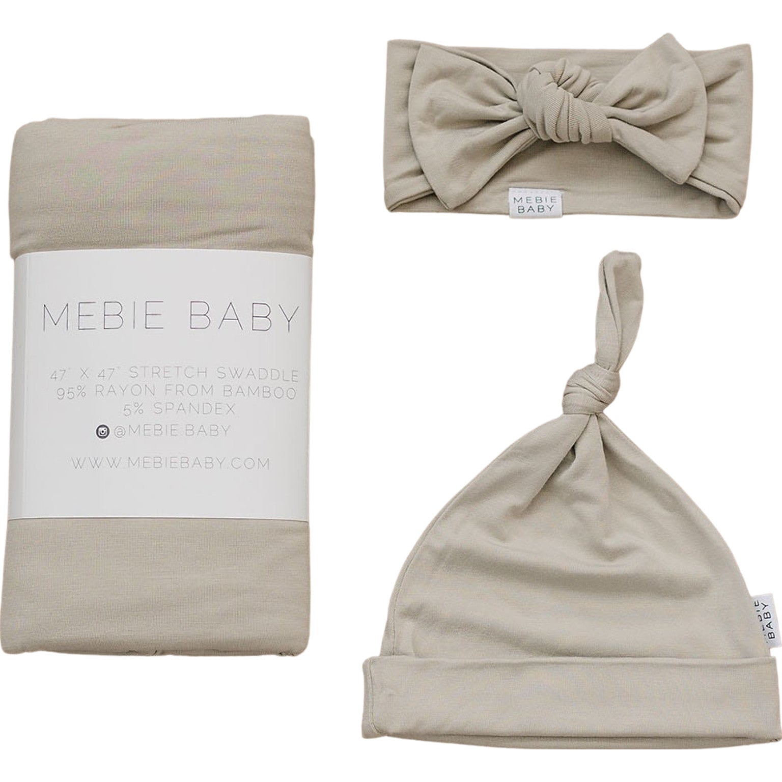 Oatmeal Bamboo Hat OR Head Wrap Set Mebie Baby