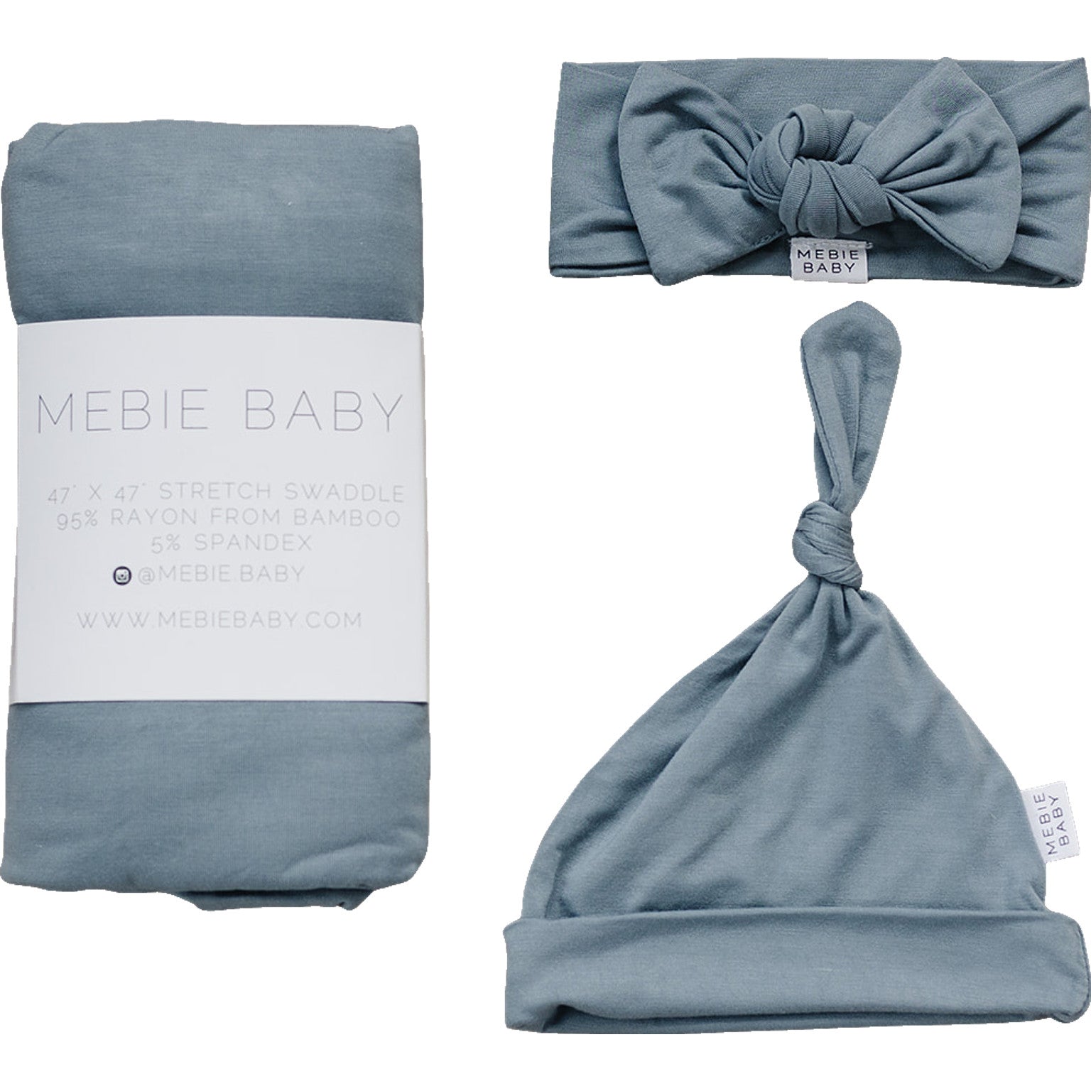 Dusty Blue Bamboo Hat OR Head Wrap Set Mebie Baby