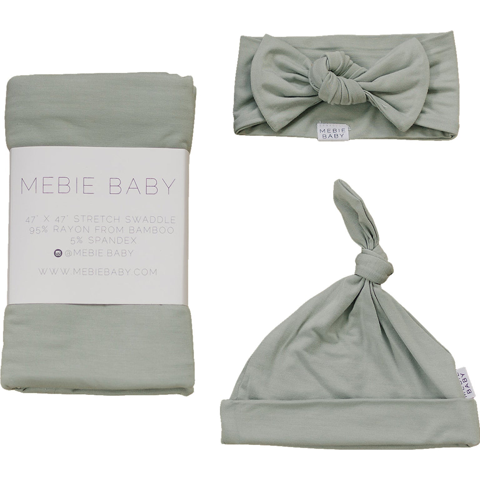 Sage Bamboo Hat OR Head Wrap Set  Mebie Baby
