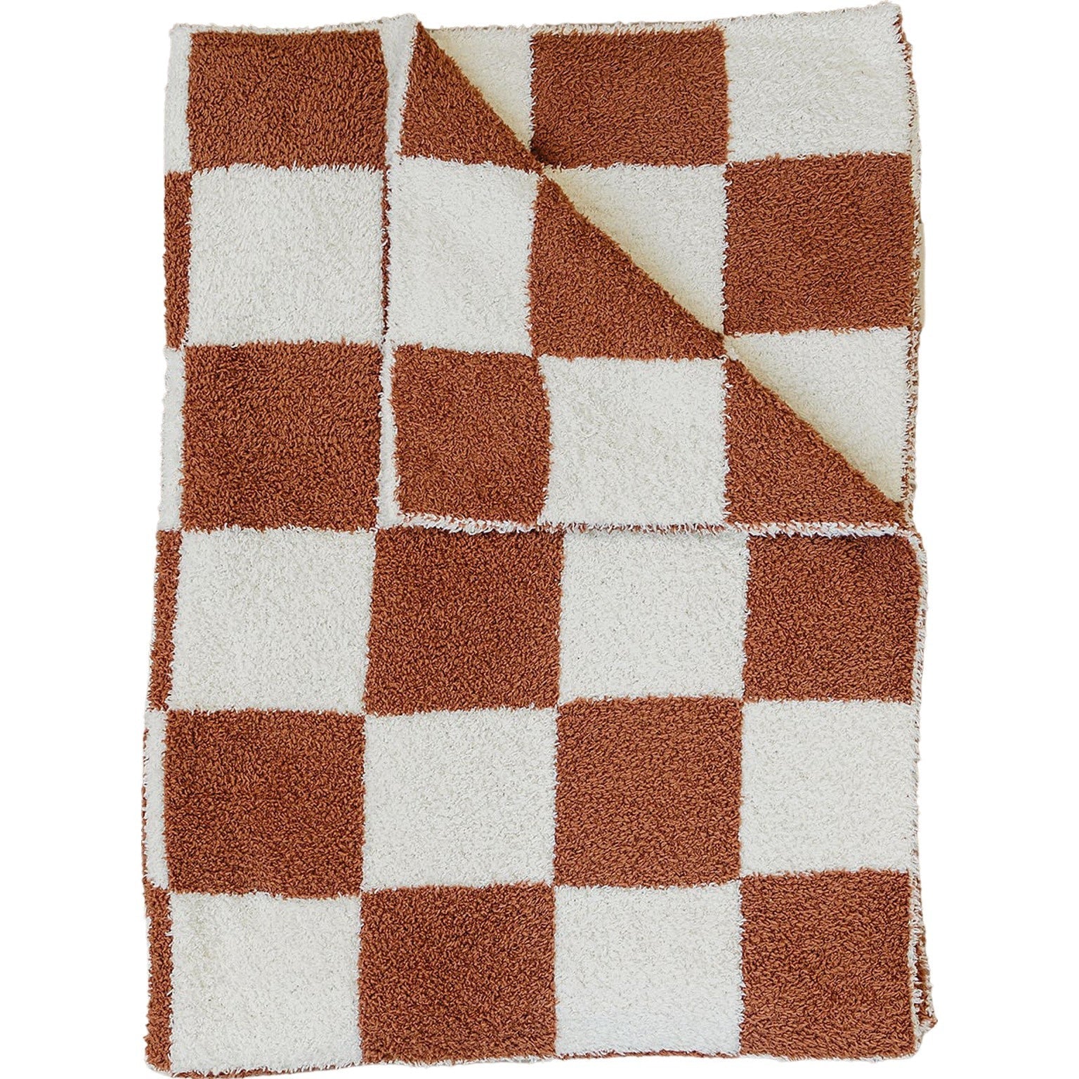Rust Checkered Plush Blanket  Mebie Baby