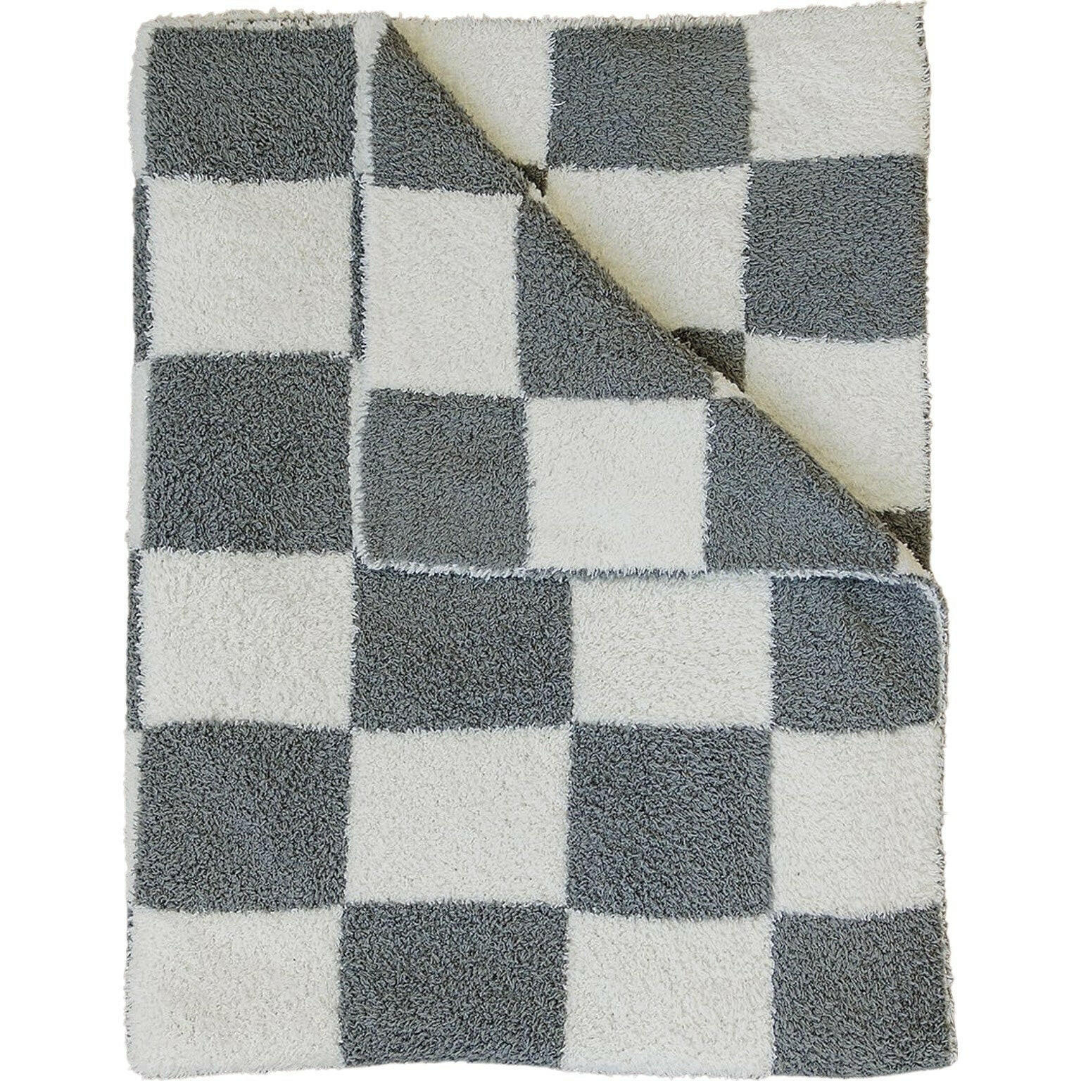 Charcoal Checkered Plush Blanket  Mebie Baby