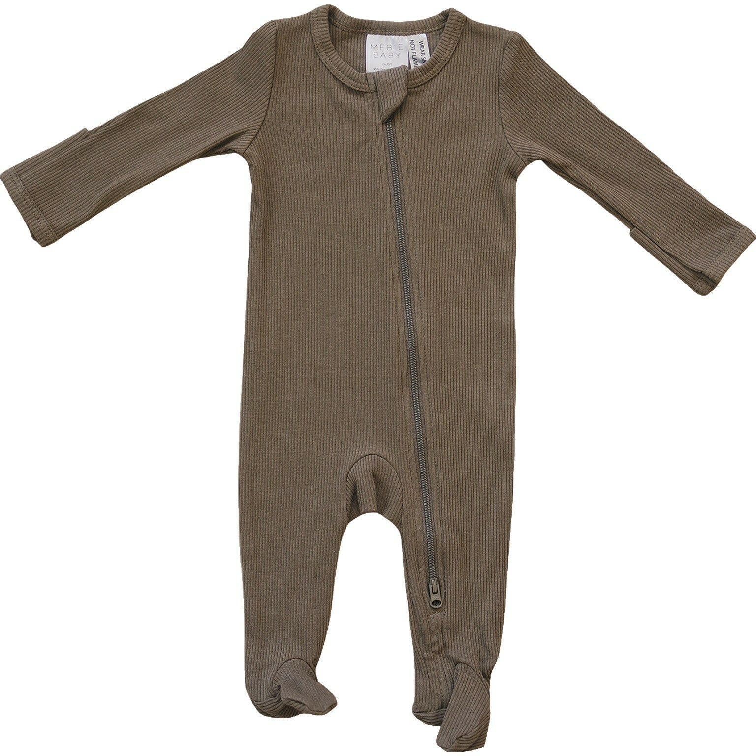 Cocoa Organic Cotton Ribbed Zipper  Mebie Baby