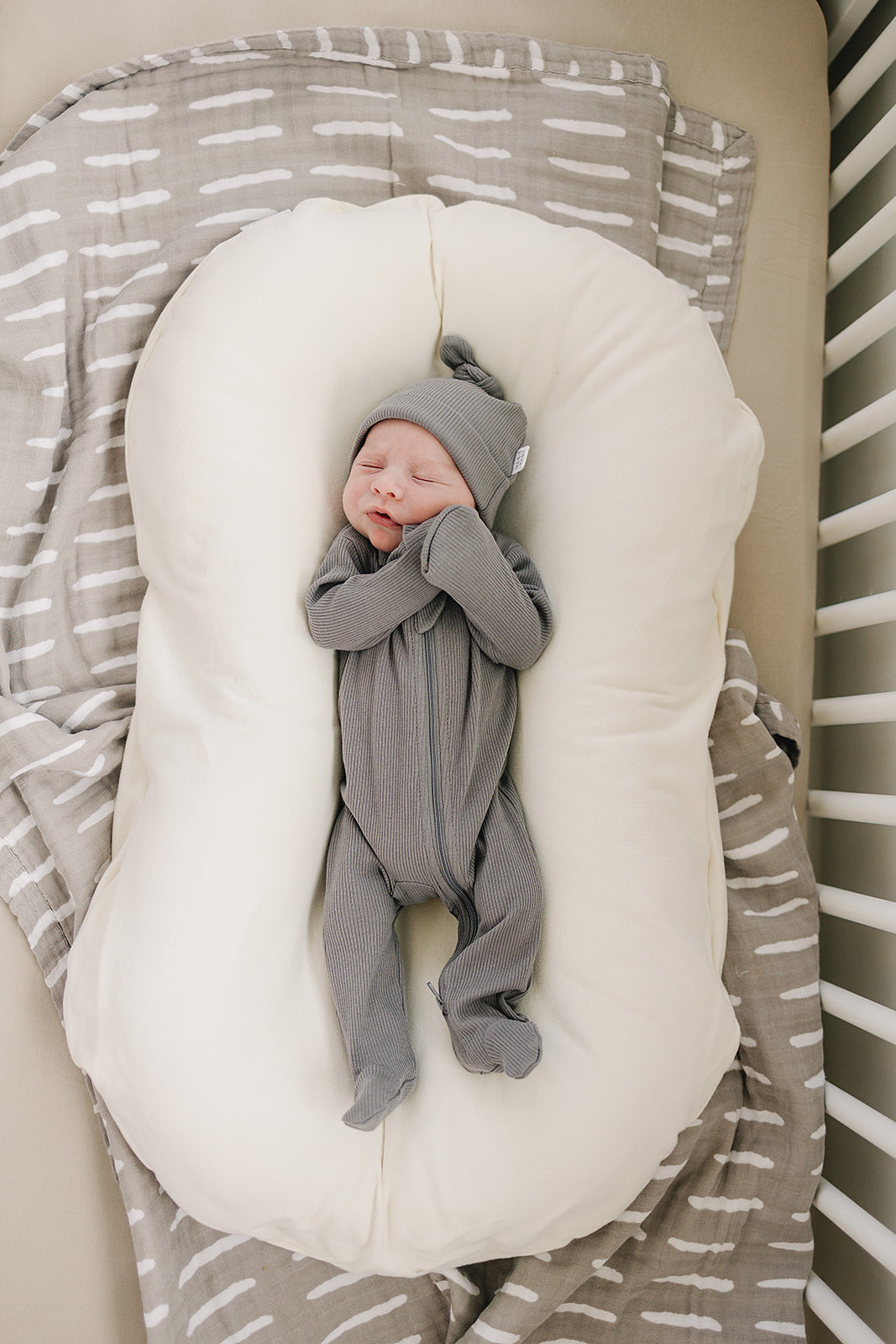 Grey Dash Muslin Quilt Mebie Baby