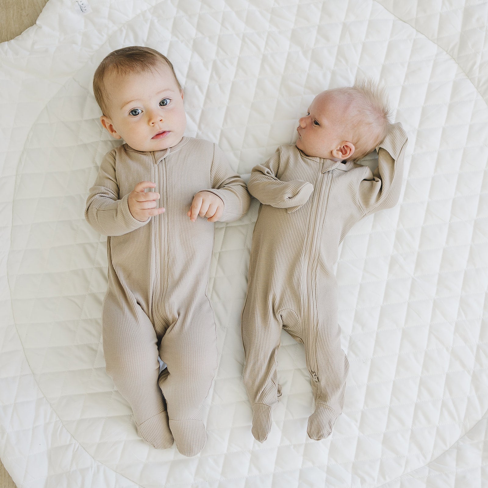 Oatmeal Organic Cotton Ribbed Zipper Mebie Baby