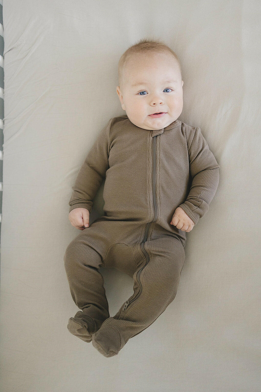 Cocoa Organic Cotton Ribbed Zipper  Mebie Baby