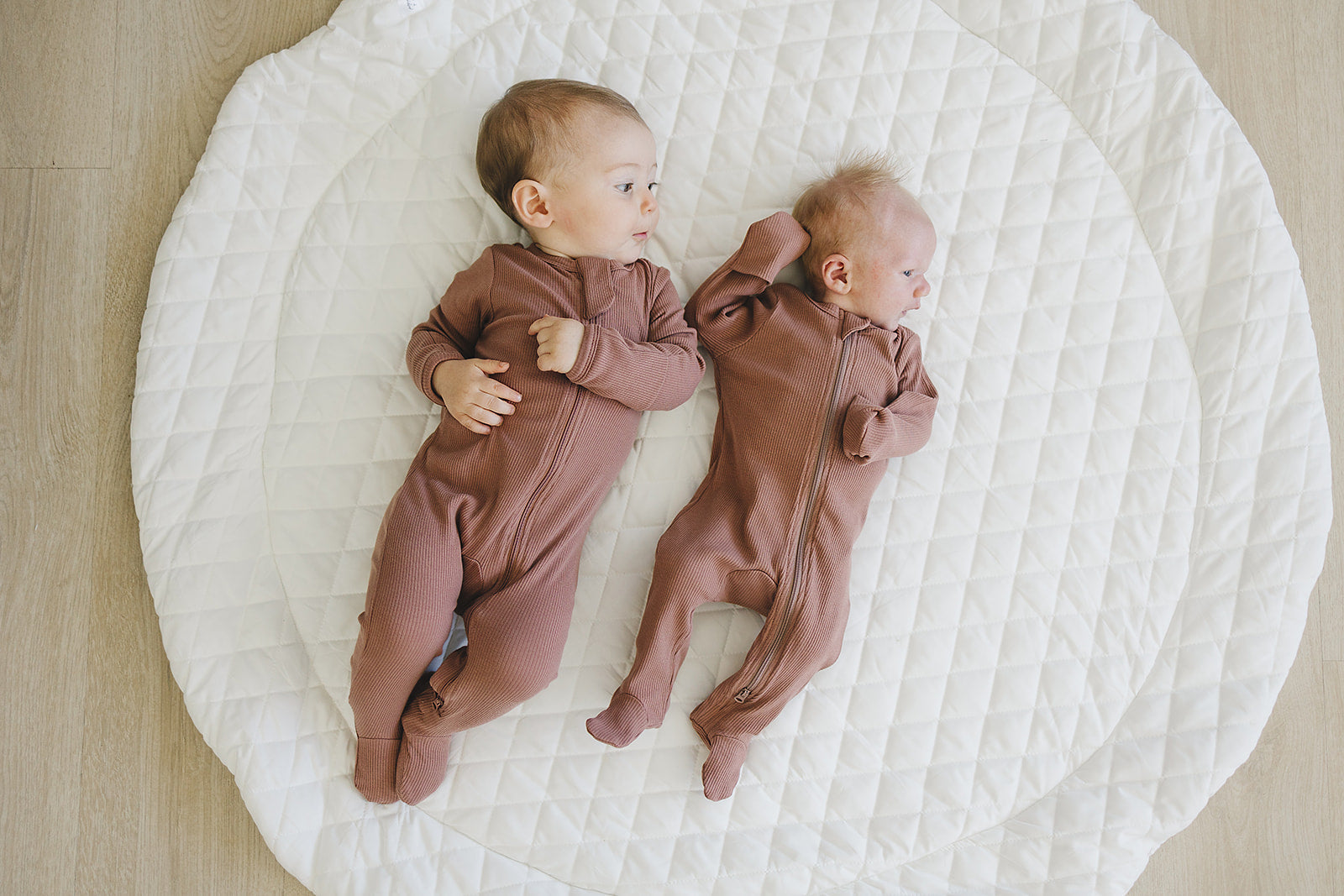 Dusty Rose Organic Cotton Ribbed Zipper Mebie Baby