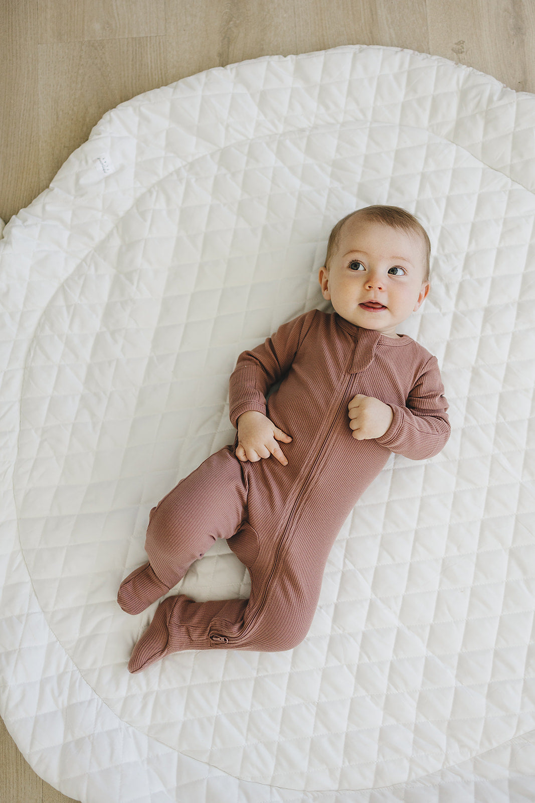 Dusty Rose Organic Cotton Ribbed Zipper Mebie Baby