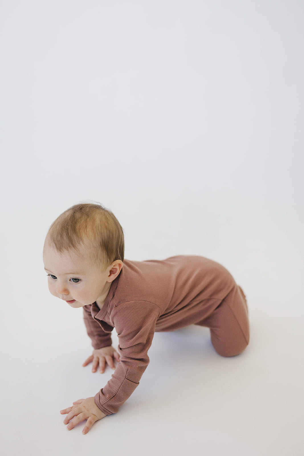 Dusty Rose Organic Cotton Ribbed Zipper Mebie Baby