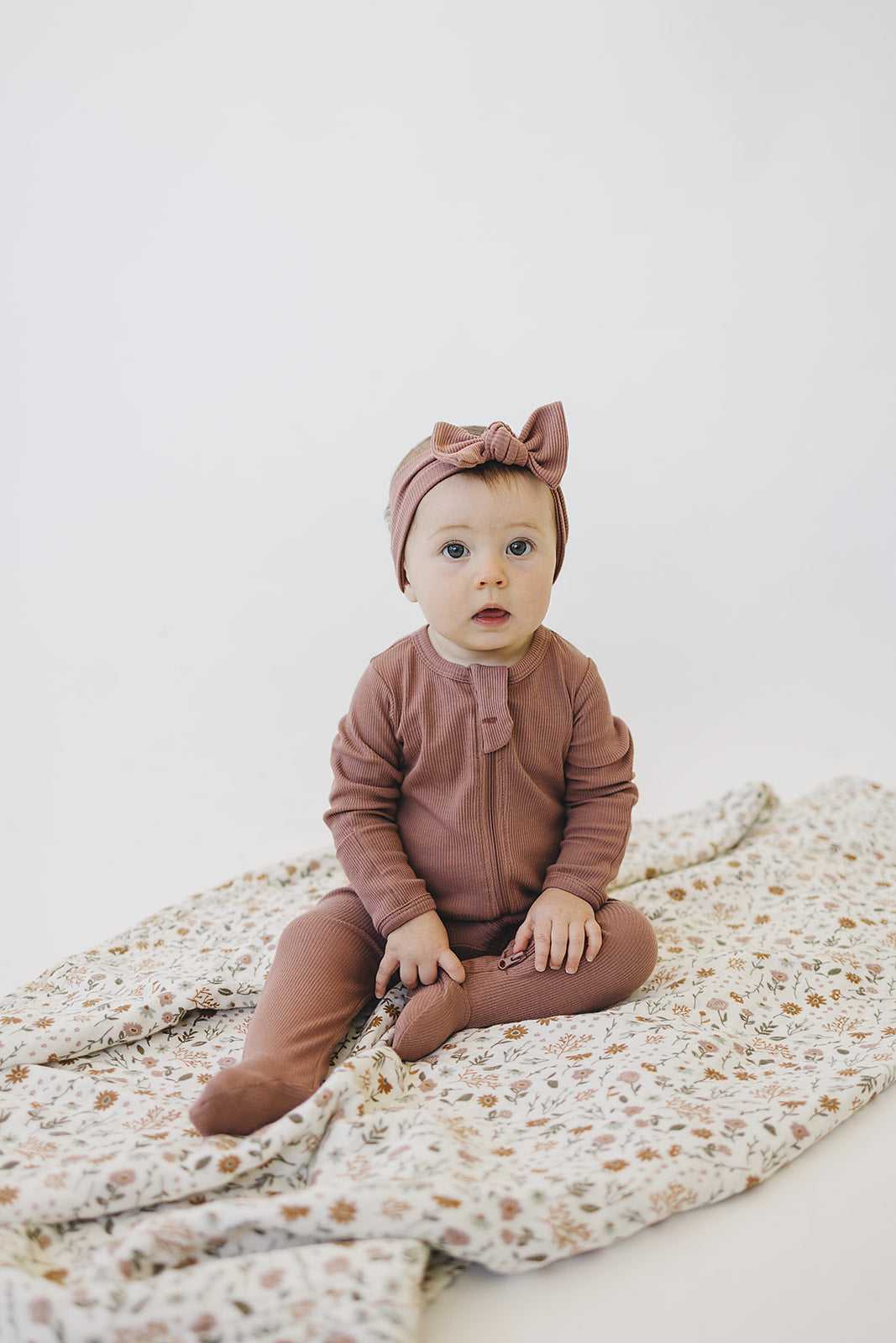 Dusty Rose Organic Cotton Ribbed Zipper Mebie Baby