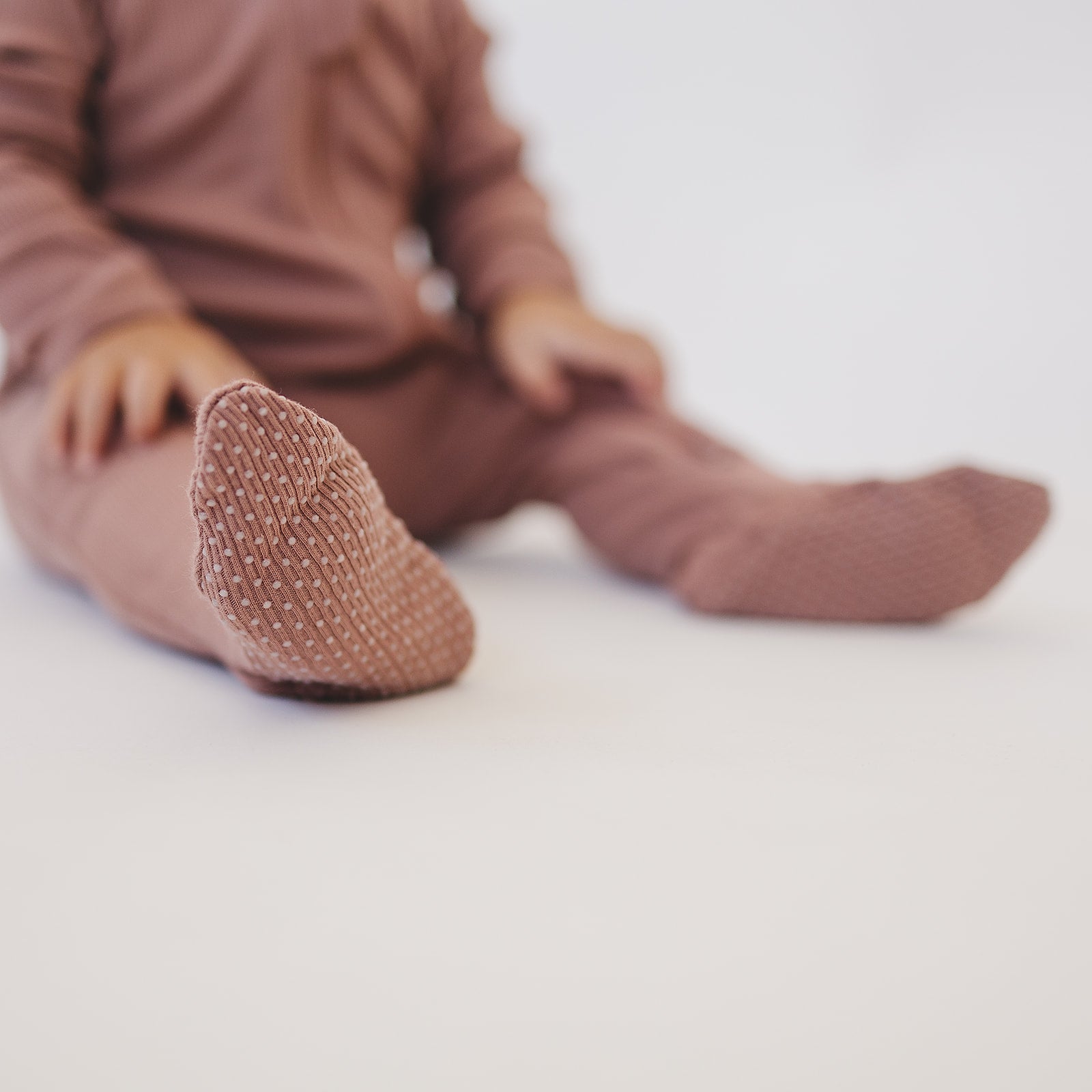 Dusty Rose Organic Cotton Ribbed Zipper Mebie Baby
