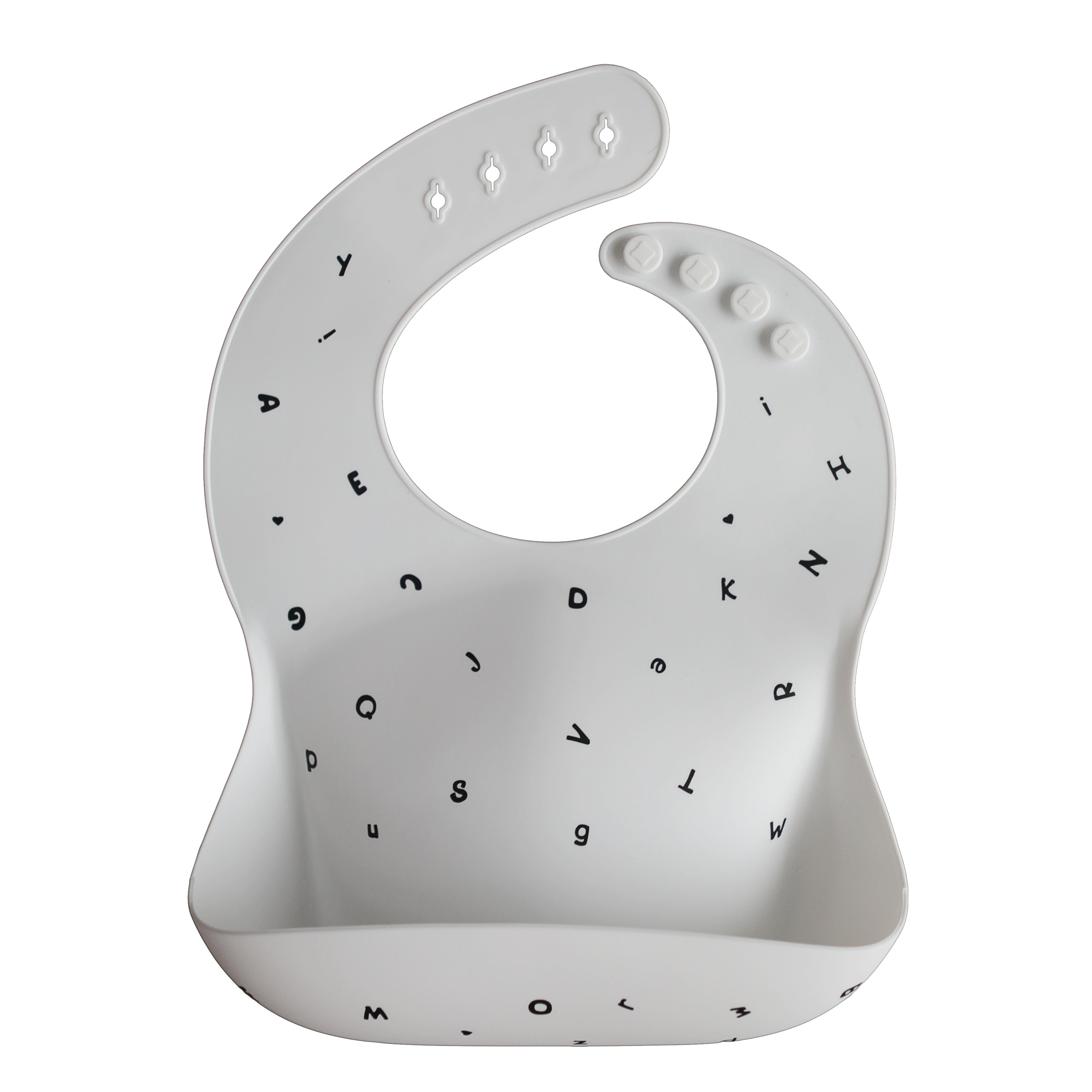 Silicone Baby Bib Silicone Bib Mushie Letters White