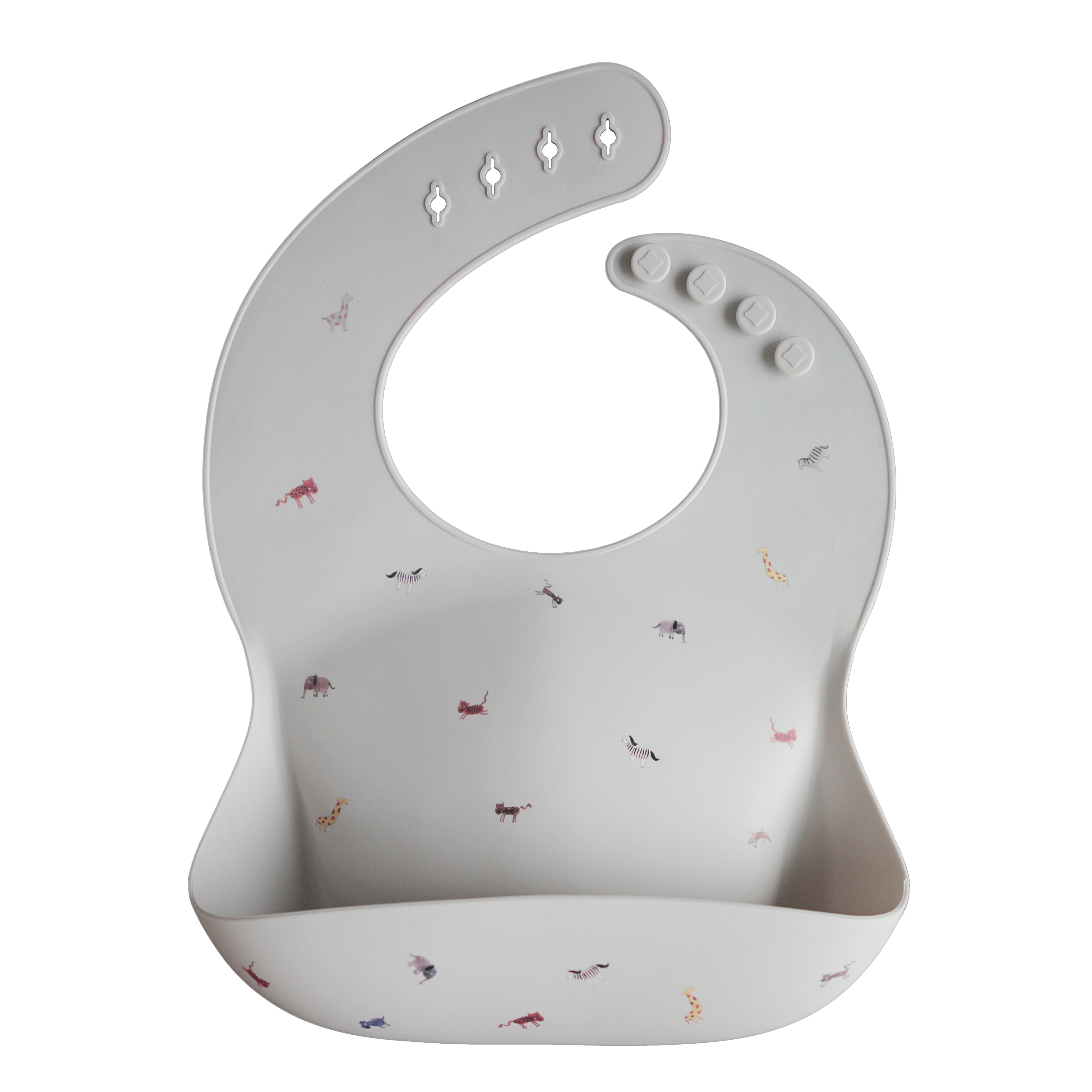 Silicone Baby Bib Silicone Bib Mushie Safari Light Gray