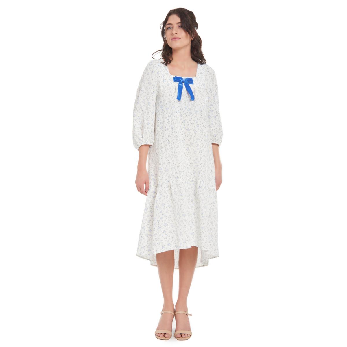 Cecilia Floral Dress - Royal Blue