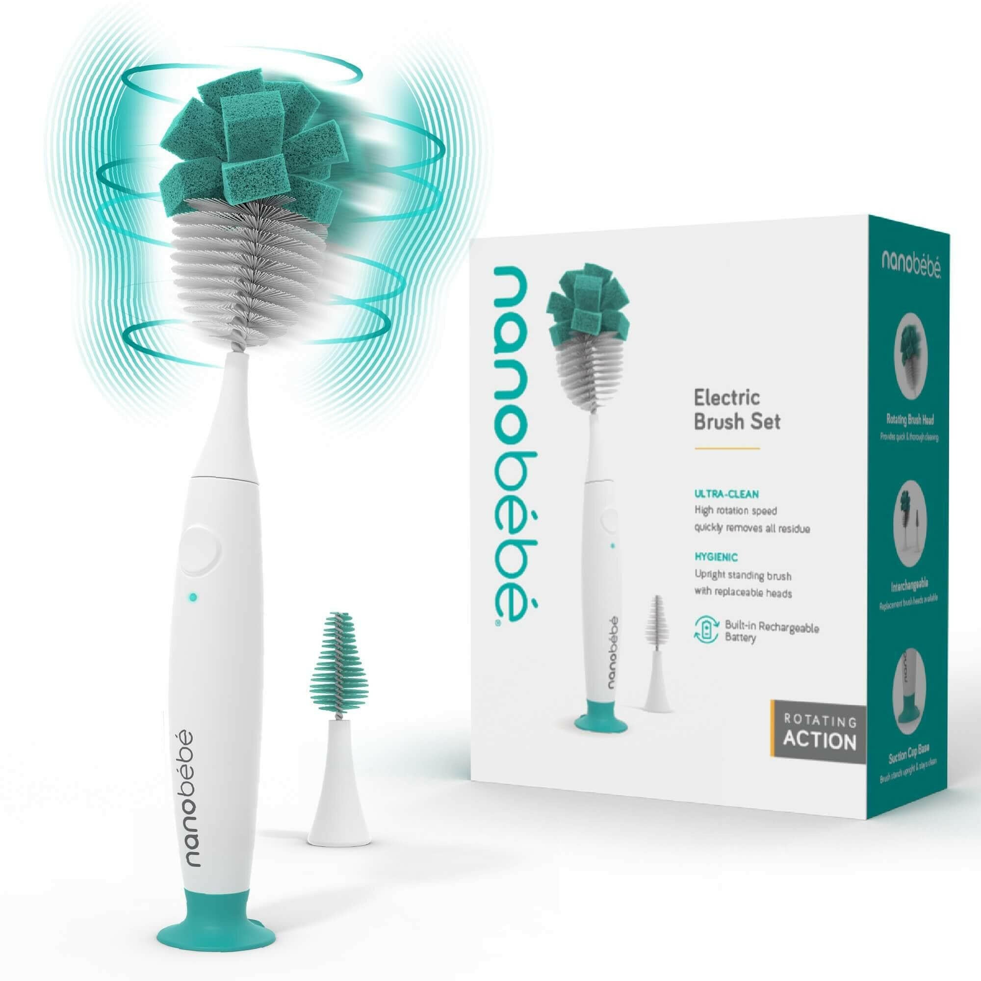 E-Brush Electric Baby Bottle Brush Scrub Brushes Nanobébé US