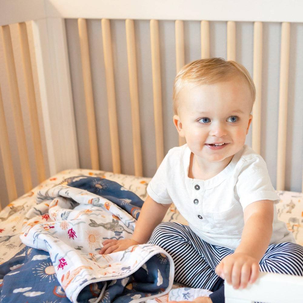 Narwhal + Hello Sunshine Premium Cotton Snuggle Blanket Snuggle Blanket Bebe au Lait