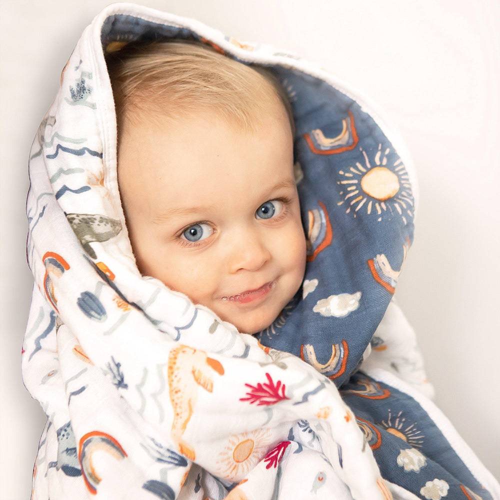 Narwhal + Hello Sunshine Premium Cotton Snuggle Blanket Snuggle Blanket Bebe au Lait