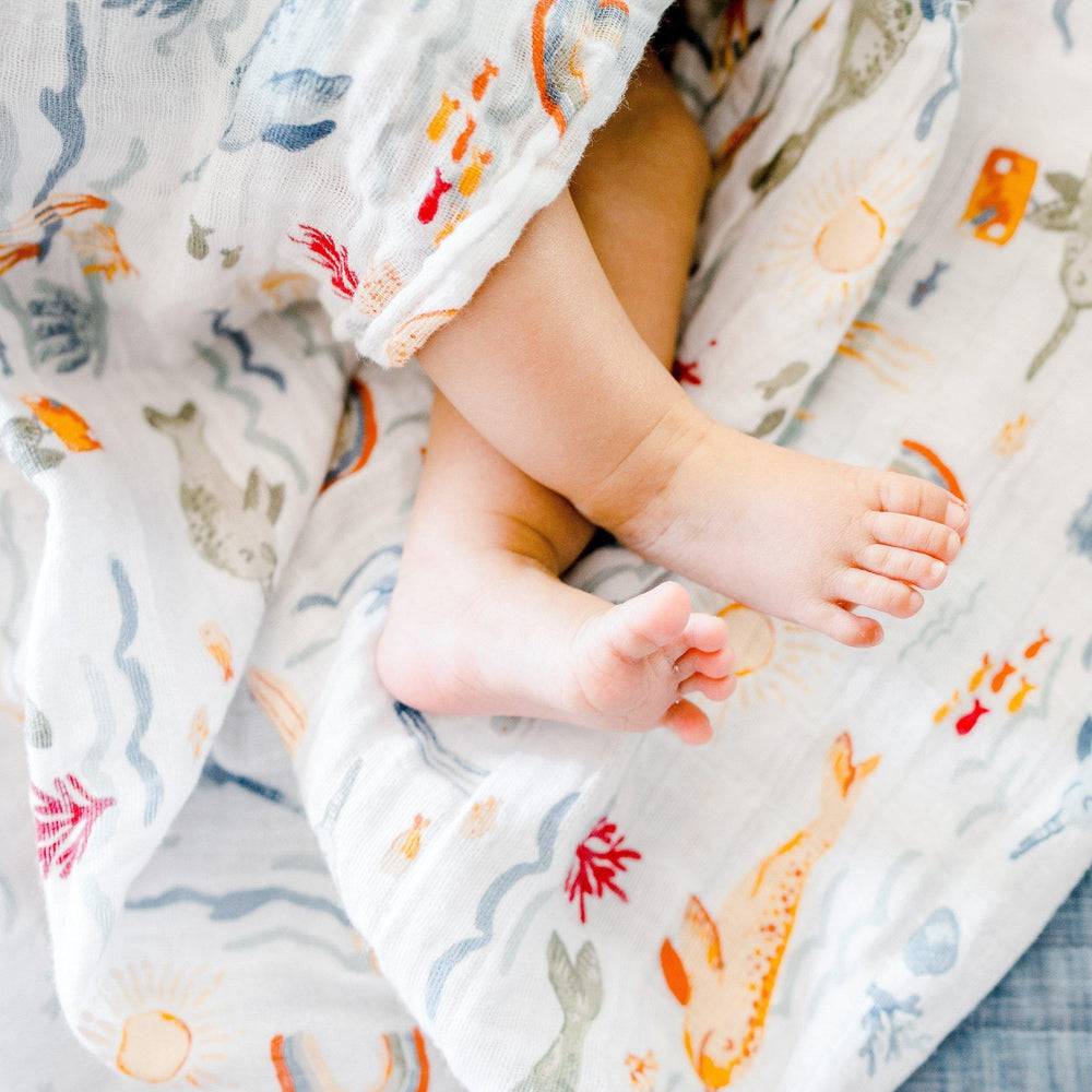 Muslin Swaddle Blanket Set Premium Cotton Narwhal + Hello Sunshine Swaddle Blanket Bebe au Lait