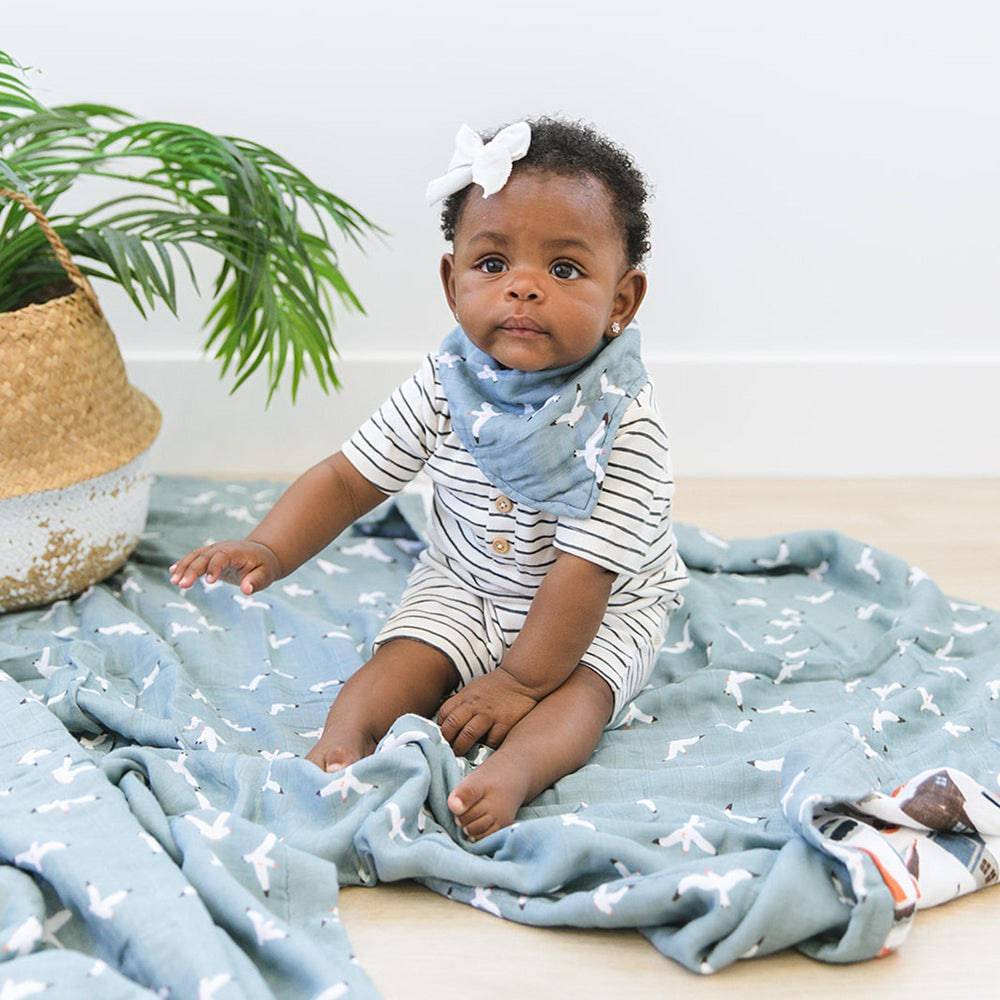 Nautical + Seagulls Oh So Soft Snuggle Blanket Snuggle Blanket Bebe au Lait