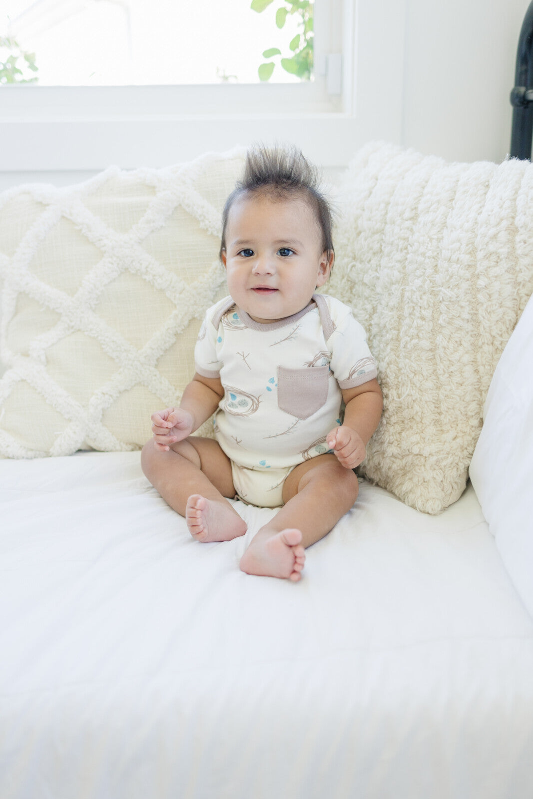 GOTS Certified Organic Cotton Short Sleeve Bodysuit - Quail Nest