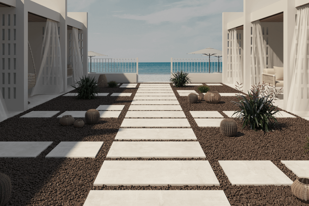 Nexos White Outdoor Color-body Porcelain Pavers 3/4"(2cm) thick - Belair Collection