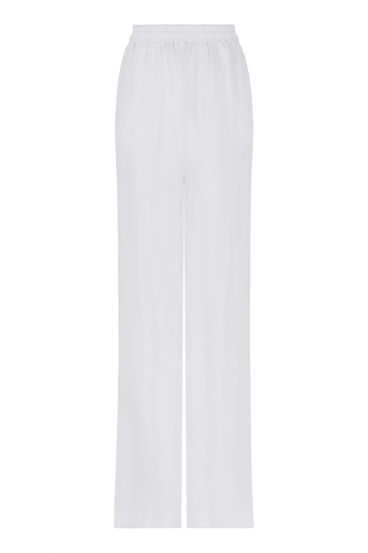 Wide-Leg Linen Pants - Ecru