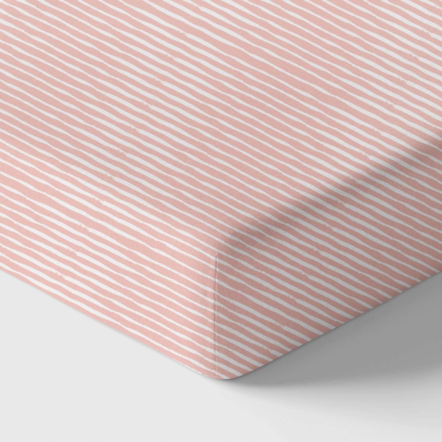 Organic Crib Sheet - Pink Stripes Crib Sheets Norani Baby