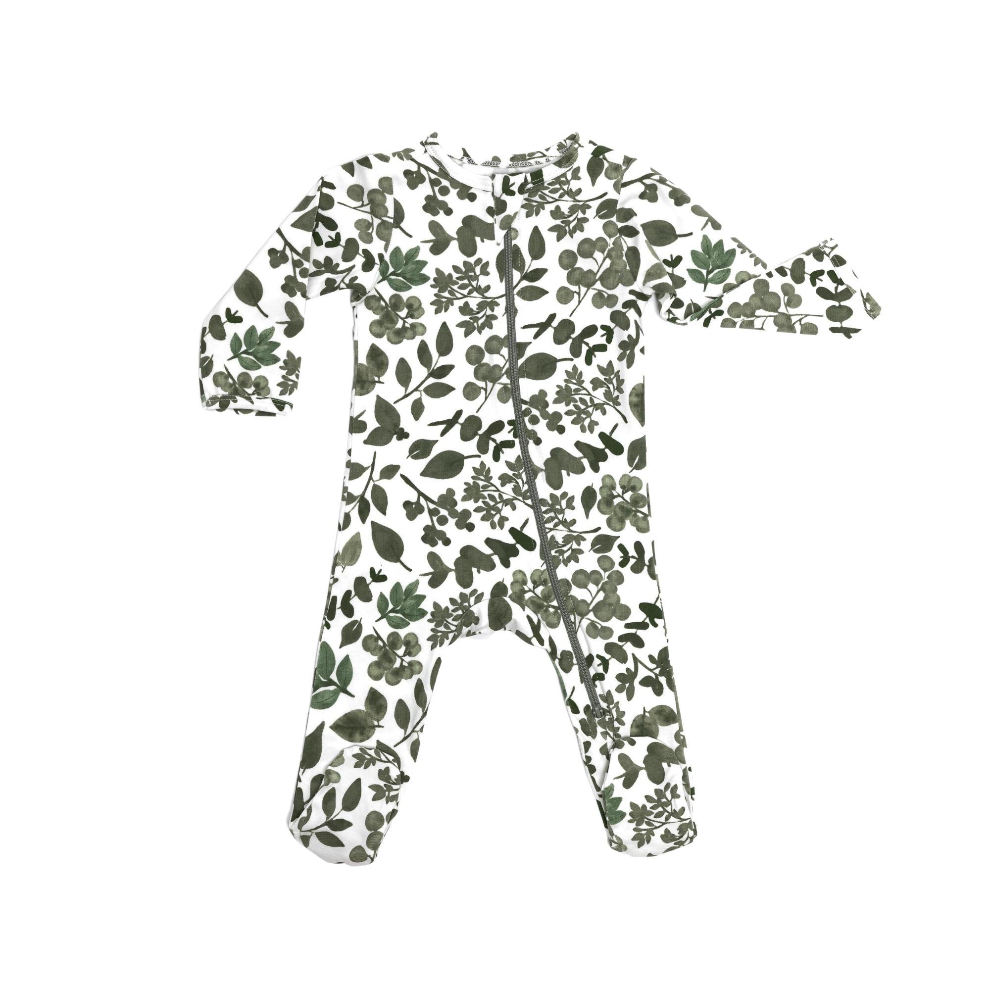 Organic Footie - Green Leaves