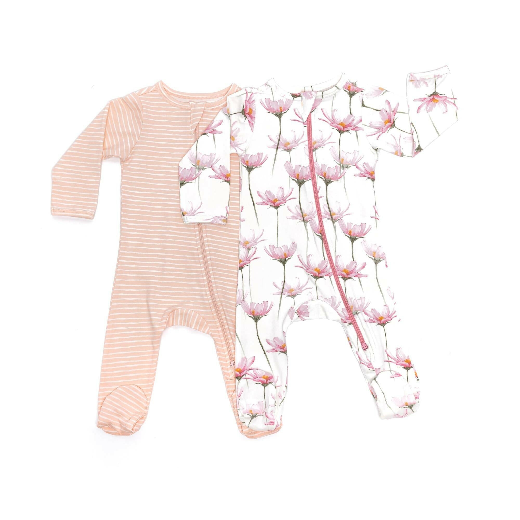 Organic Footie - Pink Stripes Baby & Toddler Norani Baby