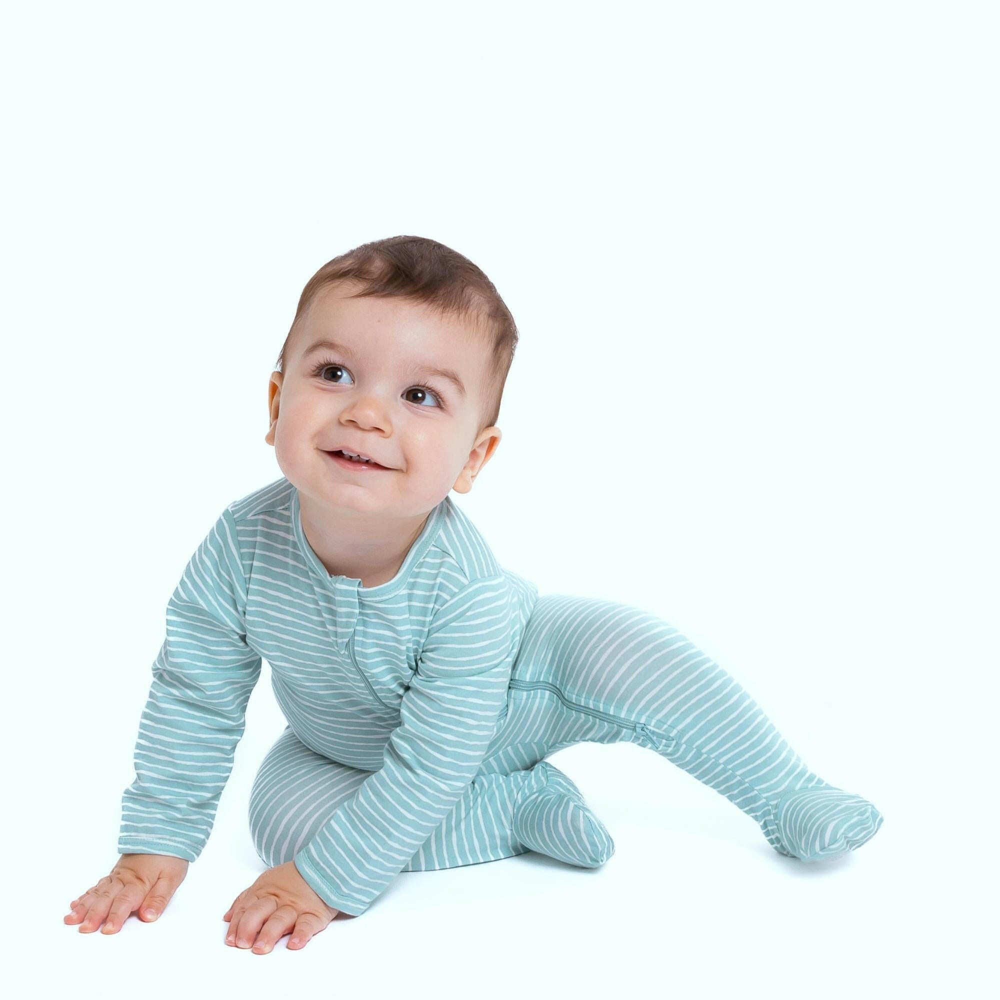 Organic Footie - Green Stripes Baby & Toddler Norani Baby