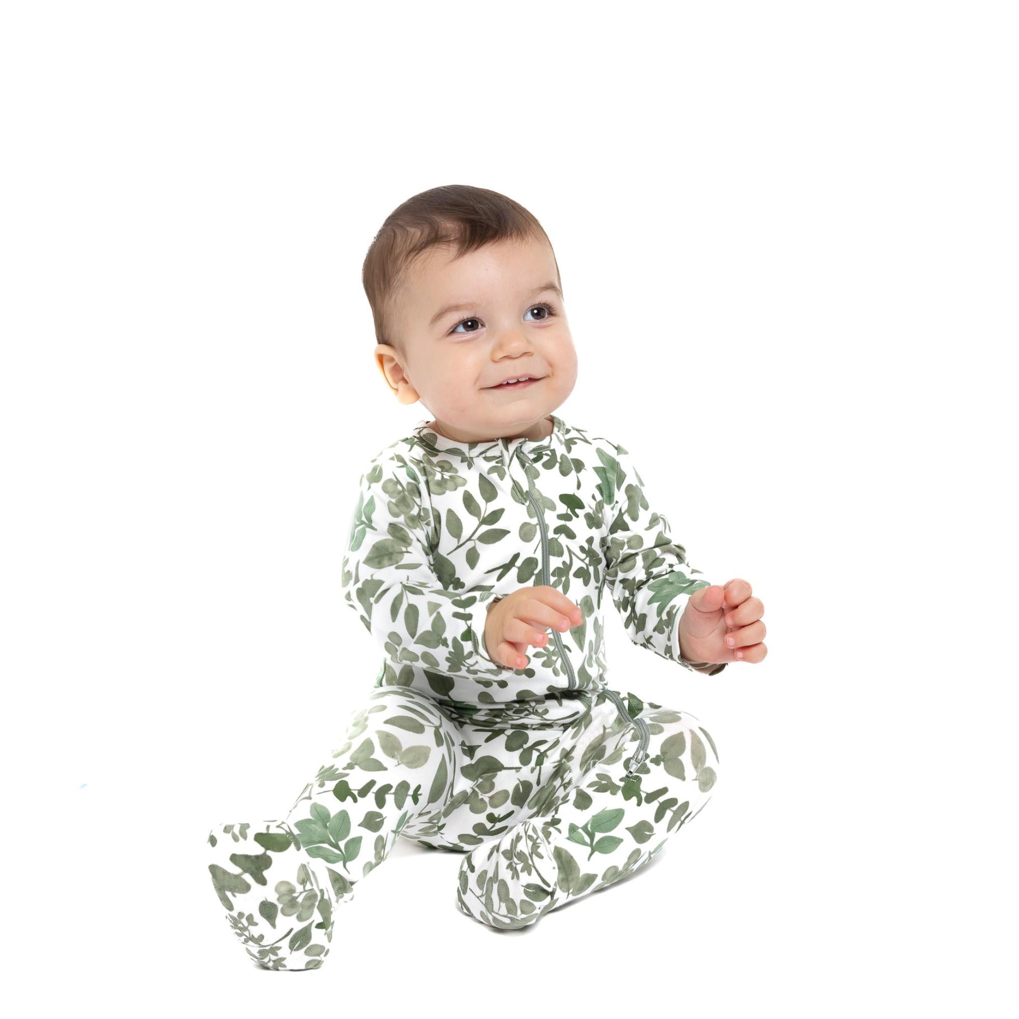 Organic Footie - Green Leaves