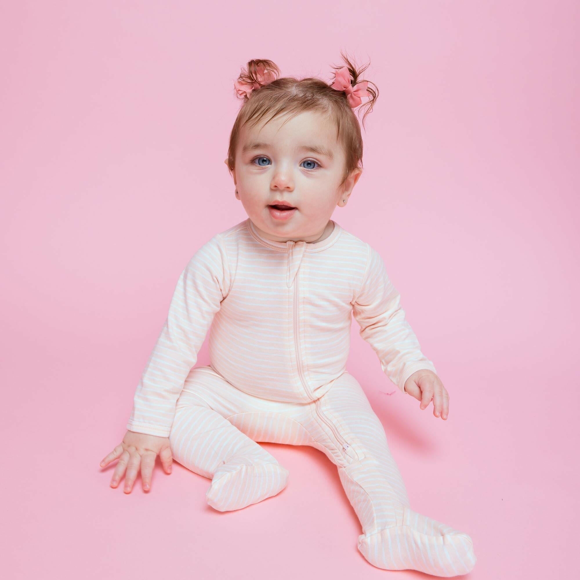 Organic Footie - Pink Stripes Baby & Toddler Norani Baby