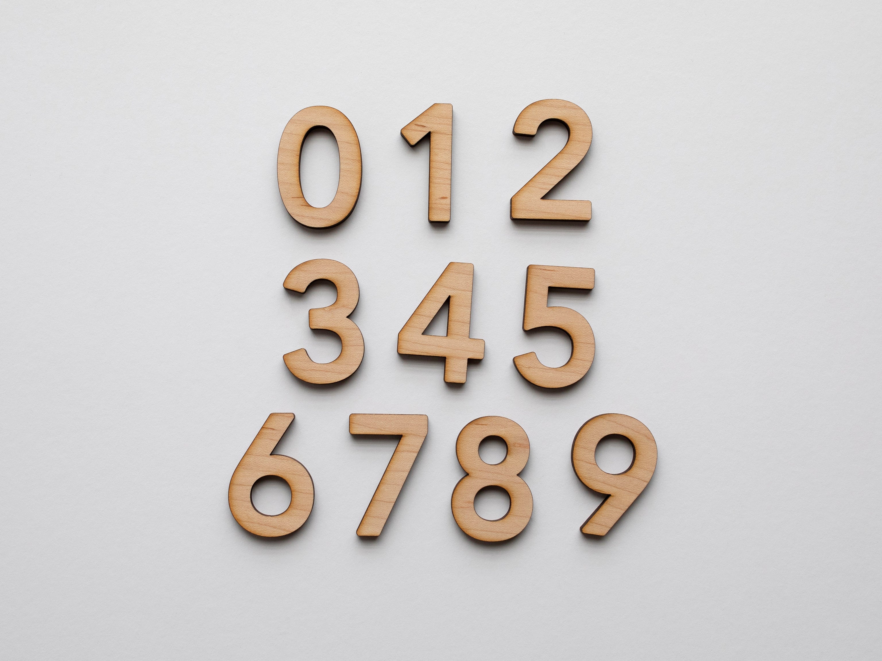 Wooden Number Set • Wood Numerals & Math Symbols in Maple