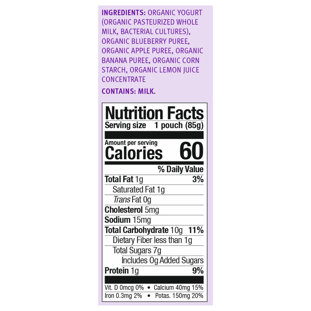Holle Organic Yogurt Pouches - Blueberries, Apple & Banana