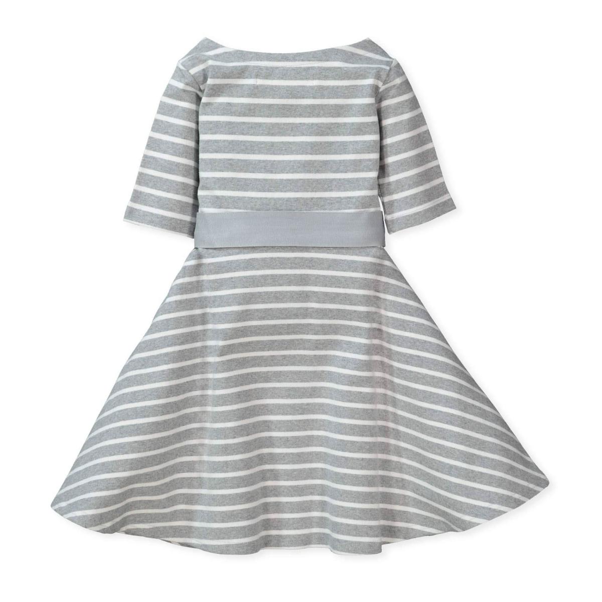 Lightweight Skater Dress - Gray & White Stripe