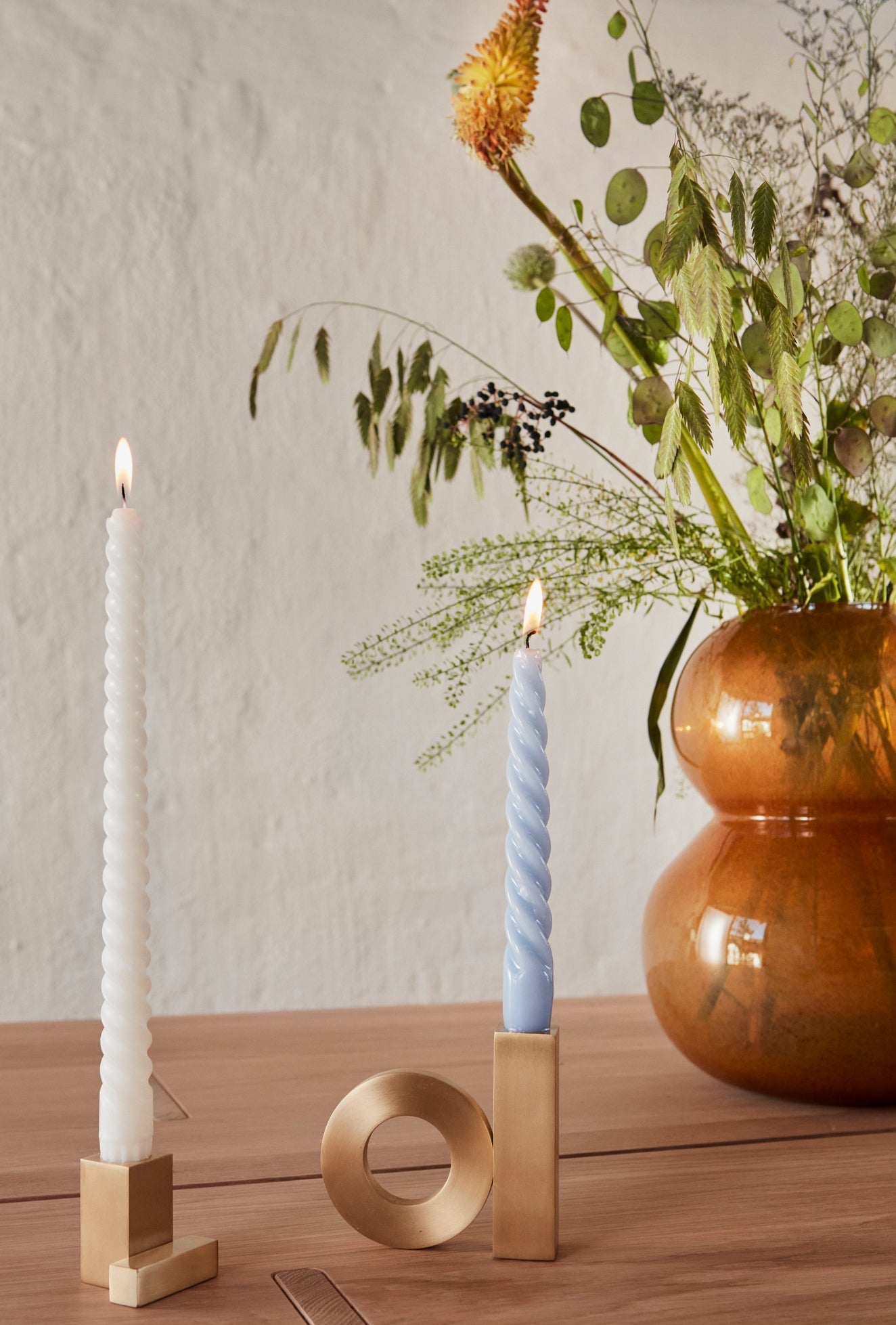 Square Solid Brass Candleholder - Brushed Brass