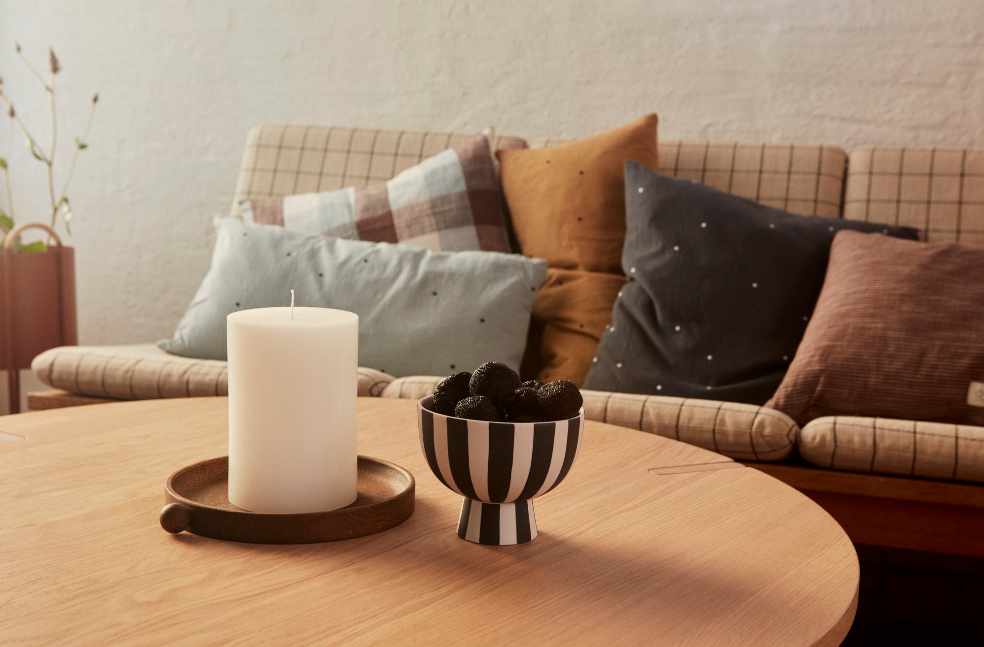 Kyoto Dot Cushion Long - Dusty Blue