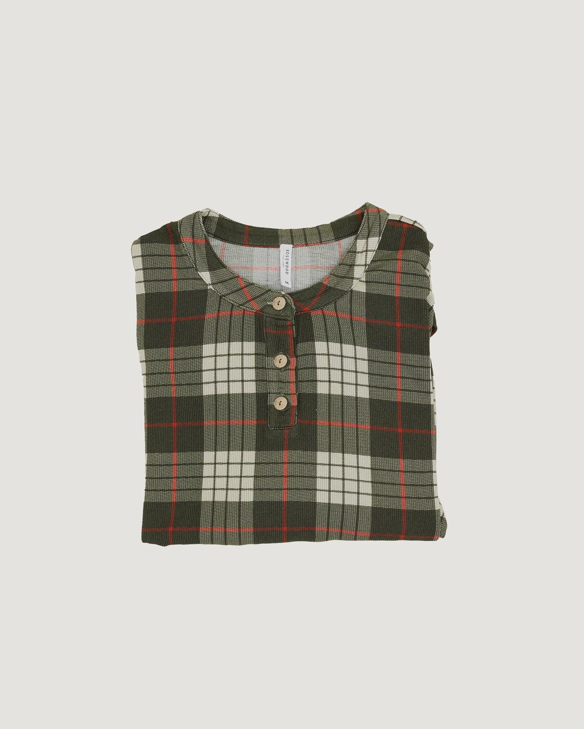 Men's Henley Top - Winter Plaid