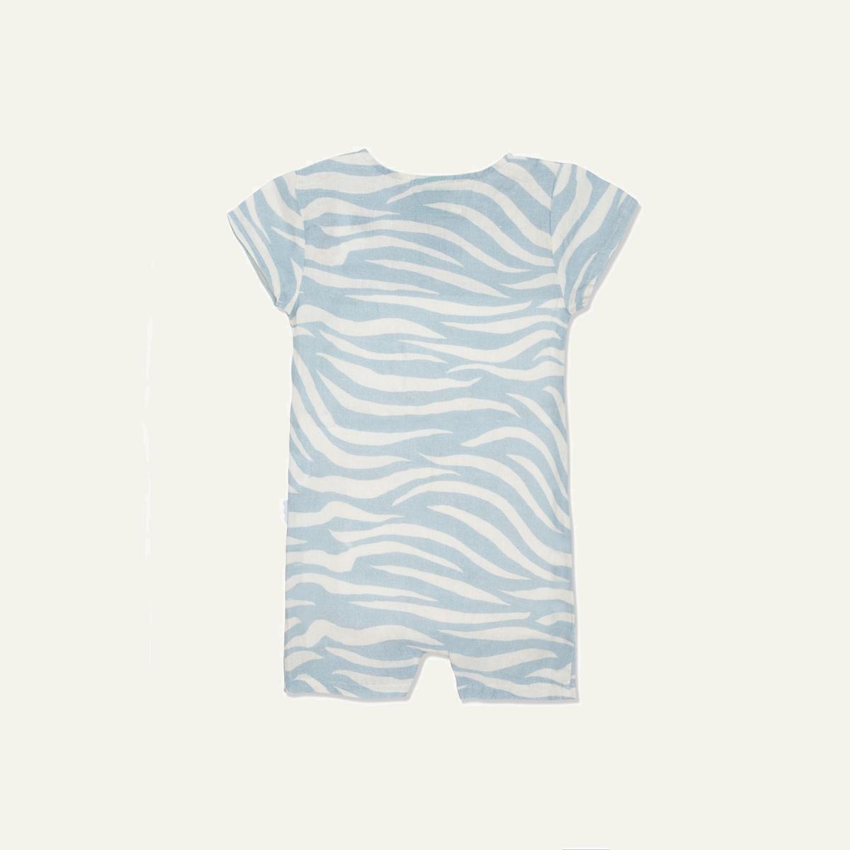Linen Blue Zebra Baby Romper - Natural/sterling Blue
